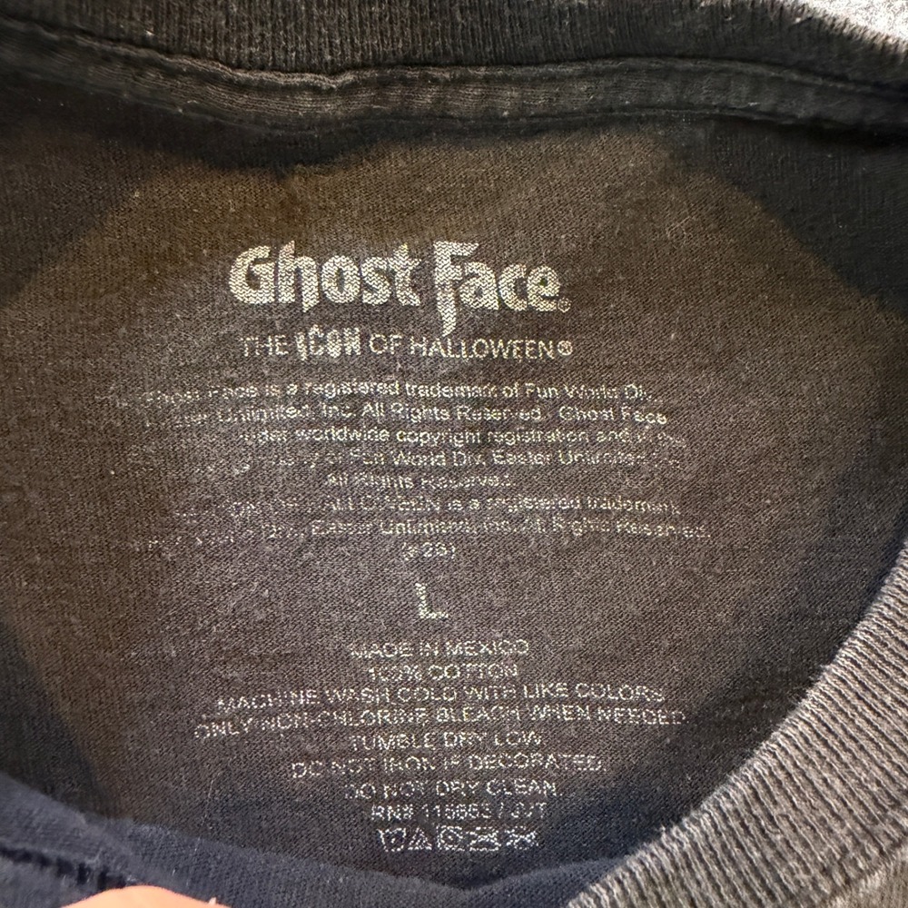 Ghost Face Scream Horror Movie Graphic T-Shirt Mens Large Black Halloween Tee - Picture 3 of 8